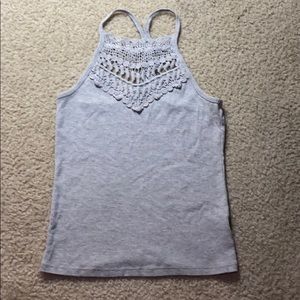 Gray Tank Top with Lace Design.